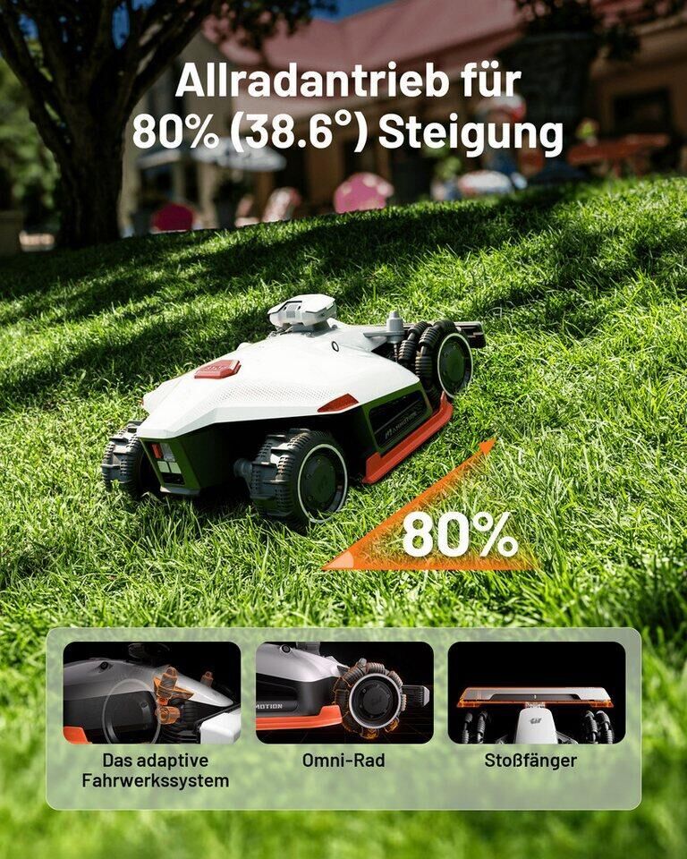 Mammotion Rasenmähroboter LUBA 2 AWD 5000X, bis 5000 m² Rasenfläche, (Max. 6000