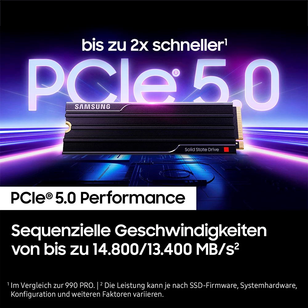Samsung 9100 PRO SSD Heatsink 4TB interne Gaming-SSD  14800 MB/S Lesegeschwindigkeit