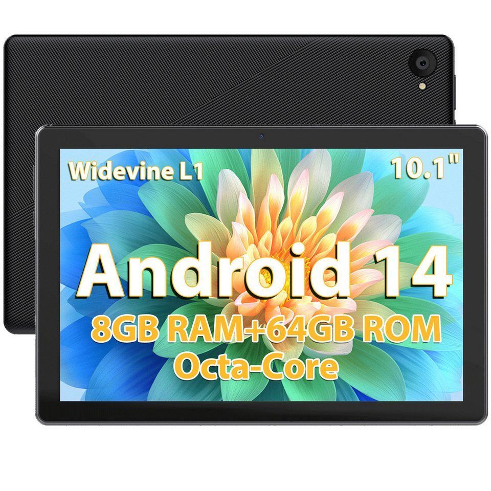 Happybe 10 Zoll 64 GB ROM (1 TB TF), Android, 1280x800 HD IPS, WiFi 6 Tablet (10