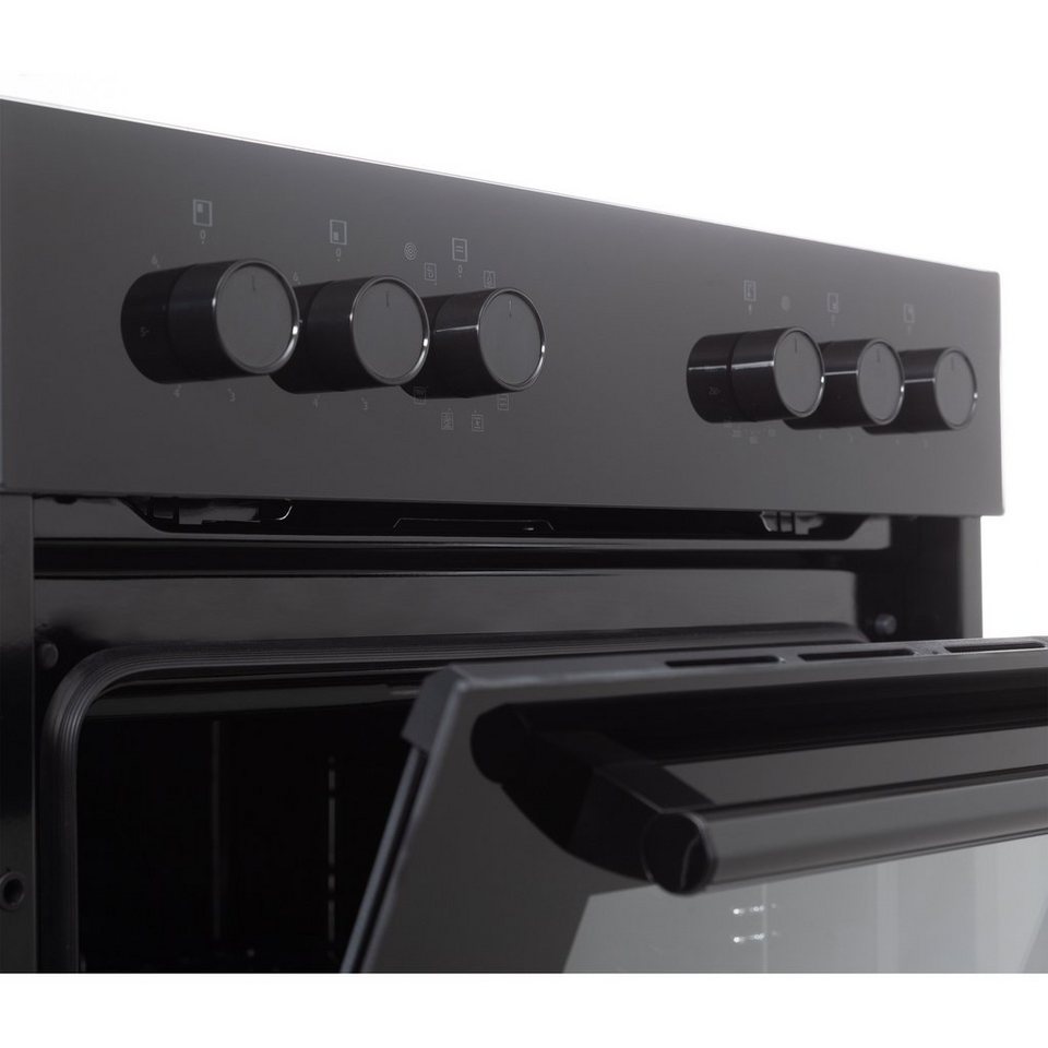 Telefunken Elektro-Herd-Set ECH65A-B2, VapClean, Einbauherdset, 65 L, Backofen m