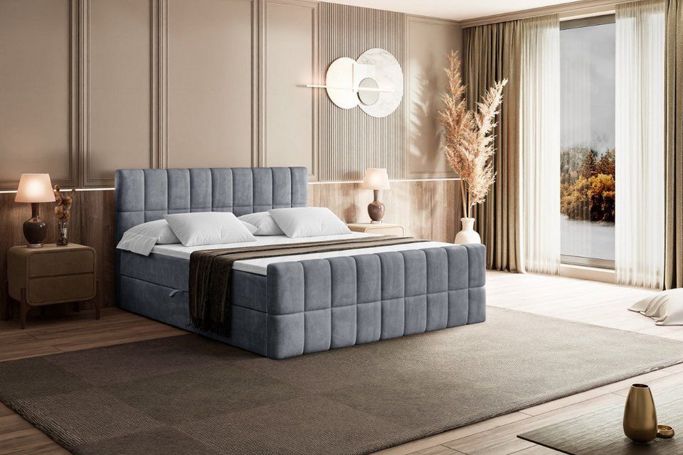 ALTDECOR Boxbett MIAMI-Z (Multipocket-Matratze H4, H3 Matratze Bonellfederung, T