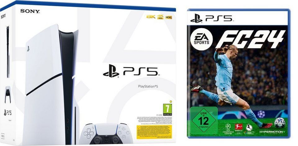 Playstation PS5 Konsole Slim + EA Sports FC 24 FIFA24 Bundle 1TB, Laufwerk Disk