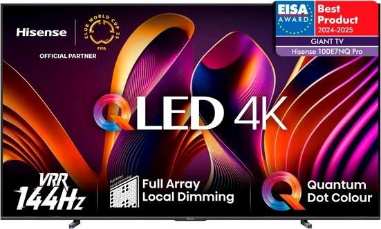 Hisense 100E77NQ PRO QLED-Fernseher (254 cm/100 Zoll, 4K Ultra HD, Smart-TV, 4K UHD, QLED)