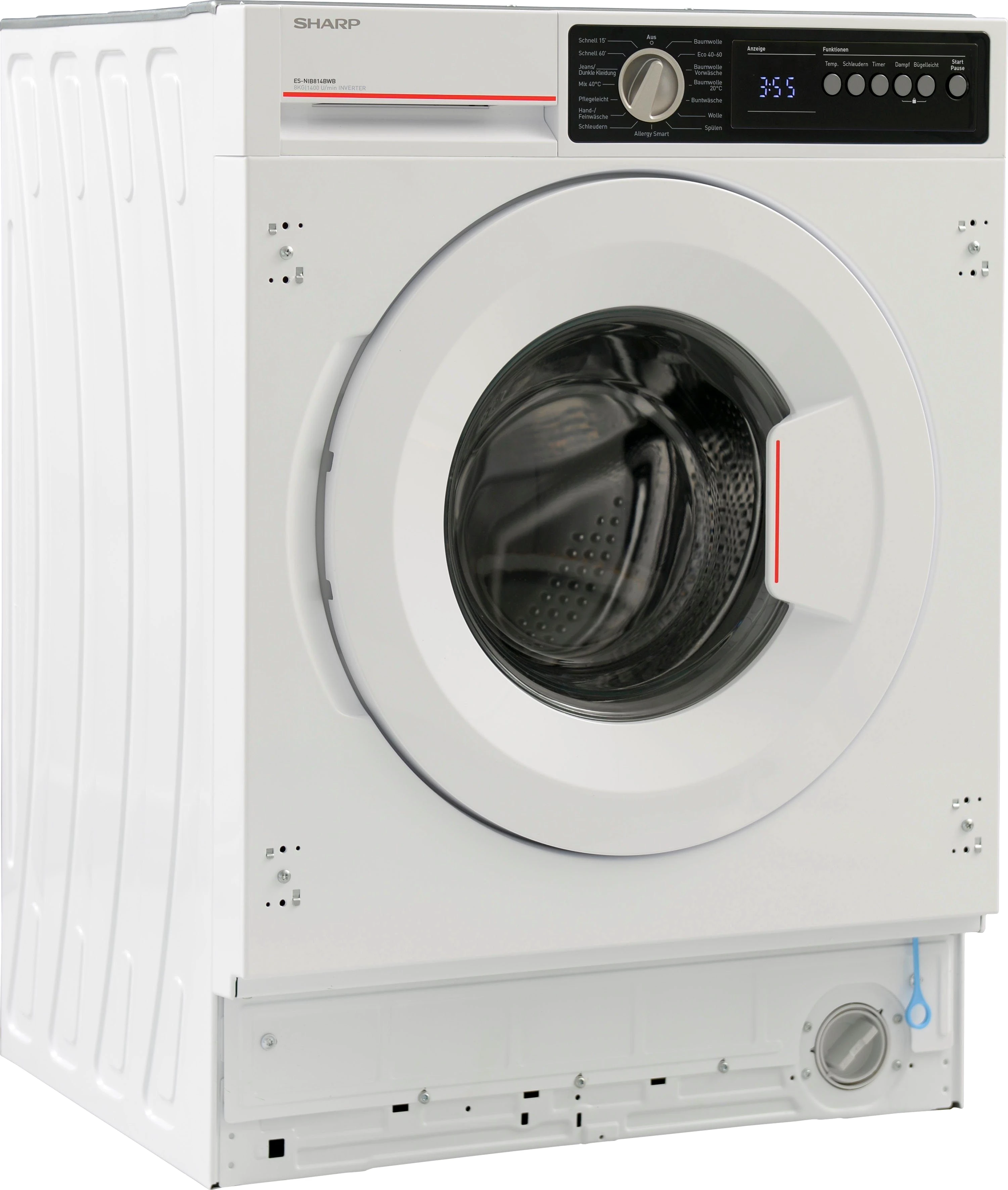 Sharp Einbauwaschmaschine ES-NIB814BWB-DE, 8 kg, 1400 U/min