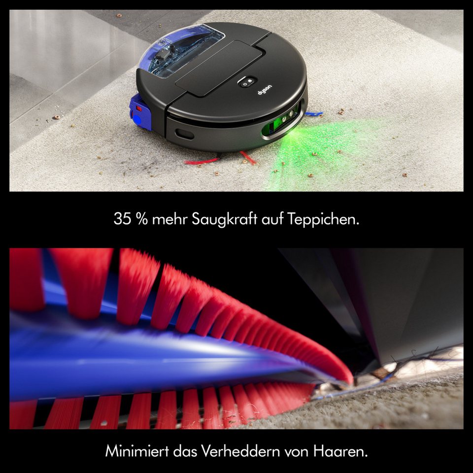 DYSON Saugroboter mit Wischfunktion spot+scrub Ai, beutellos, Beseitigt versteck