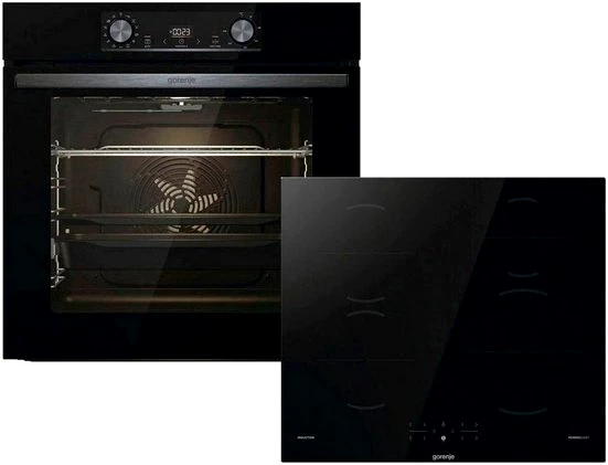 GORENJE Backofen-Set BLACKSET2, mit 1-fach-Teleskopauszug, Aqua Clean, AirFry-Funktion