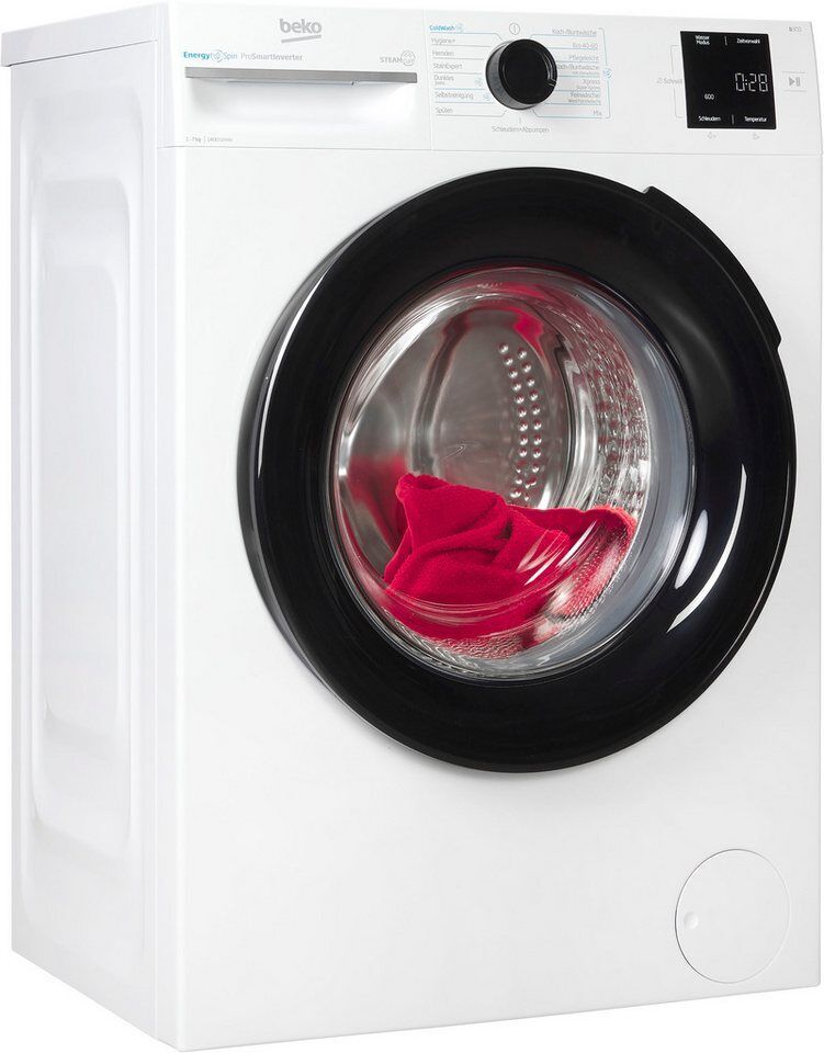 BEKO Waschmaschine BM3WFU3741X, 7 kg, 1400 U/min, Waschen mit EnergySpin: Bis zu