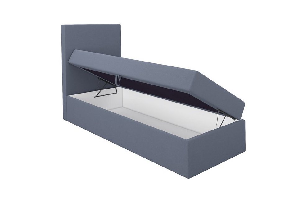 A&J MöbelLand GmbH Boxspringbett Einzelbett NASI mit Bettkasten, Topper und gepo