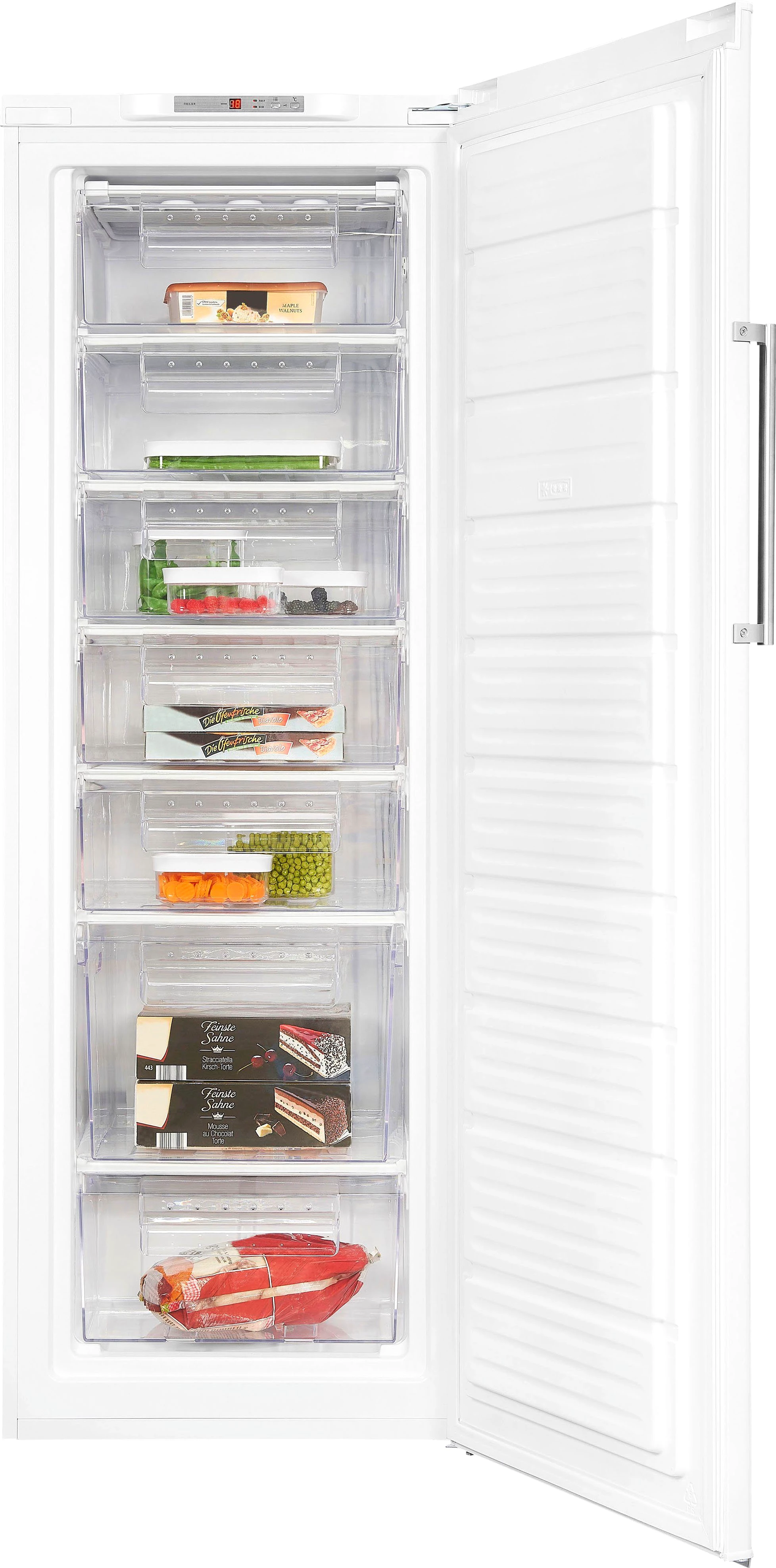 exquisit Gefrierschrank GS280-HE-040D, 171 cm hoch, 60 cm breit, 242 Liter Nutzinhalt, Display