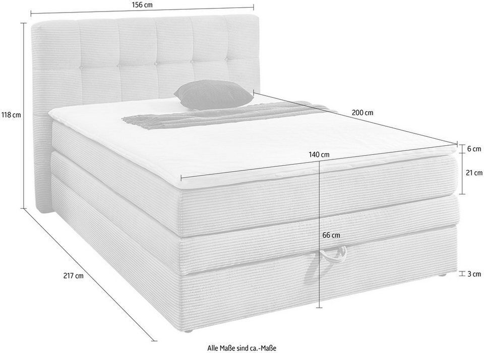 Jockenhöfer Gruppe Boxspringbett Amy, mit Bettkasten und Kaltschaum-Topper, erhä