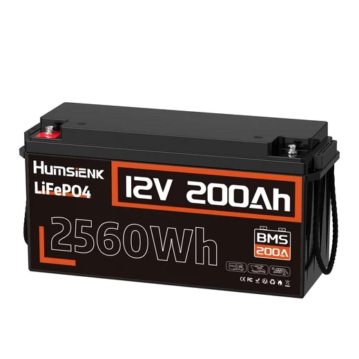 Humsienk 12V 200Ah LiFePO4 Batterie,tragbares Energiespeichersystem,2560wh Elektromobil-Akku
