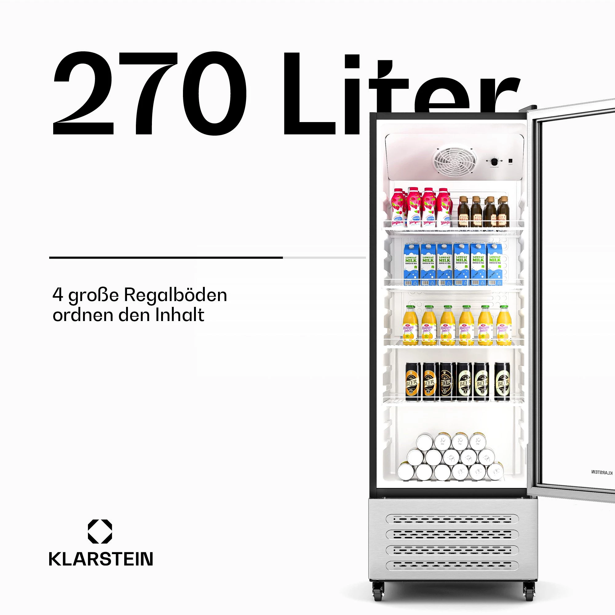 Klarstein Getränkekühlschrank HEA-GCoolerSS-270L 10046642, 170.5 cm hoch, 59.5 cm breit