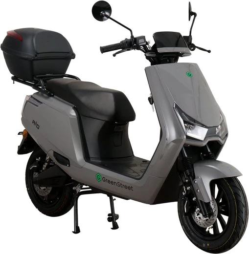 GreenStreet E-Mofaroller Rio 2000W 25 kmh grau inkl. Topcase, 2000 W, 25 km/h