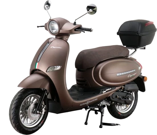 Alpha Motors Motorroller Cappucino 50 ccm 25 km/h EURO 5 mattbraun inkl. Topcase, 50 ccm, 25 km/h