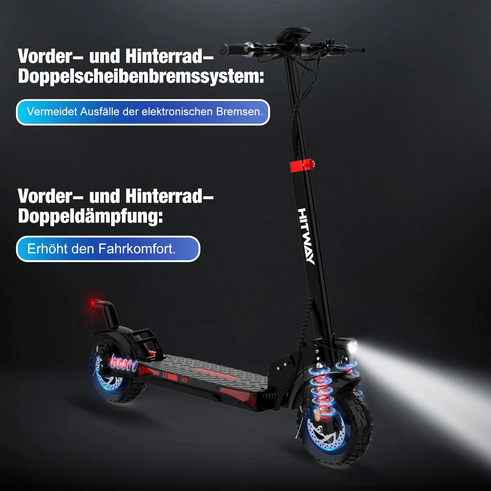 HITWAY E-Scooter 10&quot;Elektroroller mit Straßenzulassung15,6/20,8/27Ah Akku 70-110km, 500,00 W