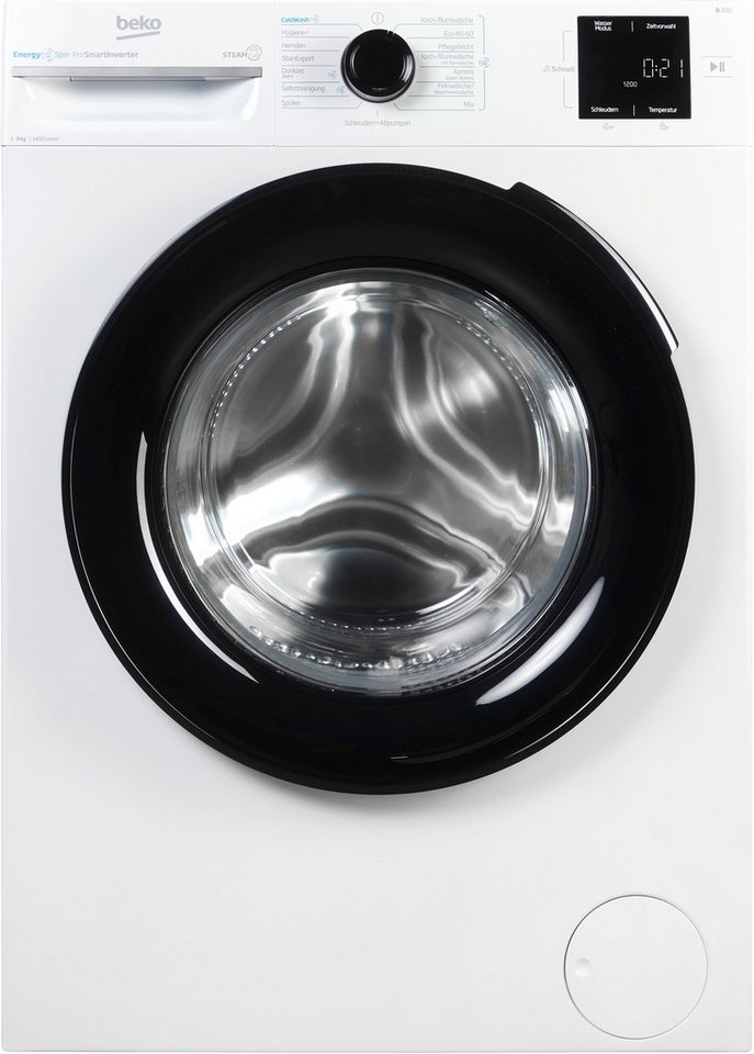 BEKO Waschmaschine BM3WFU3941X, 9 kg, 1400 U/min, Waschen mit EnergySpin: Bis zu