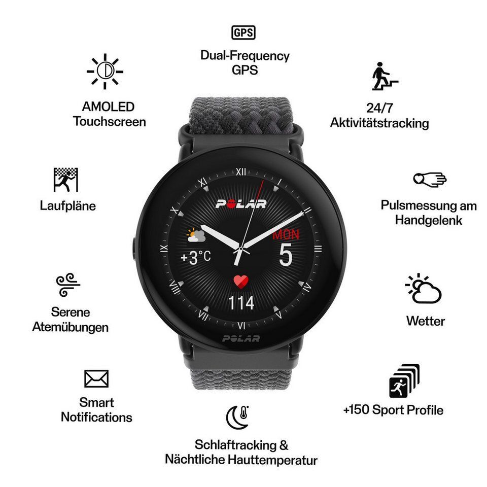 Polar IGNITE 3 BRAIDED YARN Smartwatch (3,3 cm/1,28 Zoll, Proprietär)