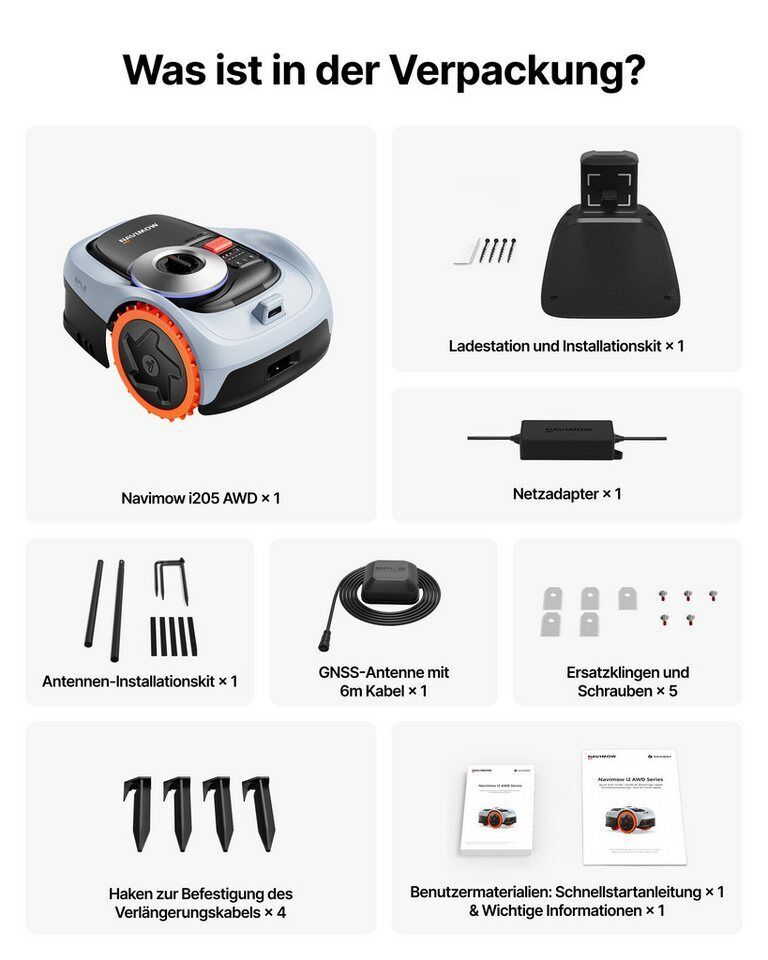 NAVIMOW Rasenmähroboter Segway i205/i208 AWD Mähroboter ohne Begrenzungskabel, b