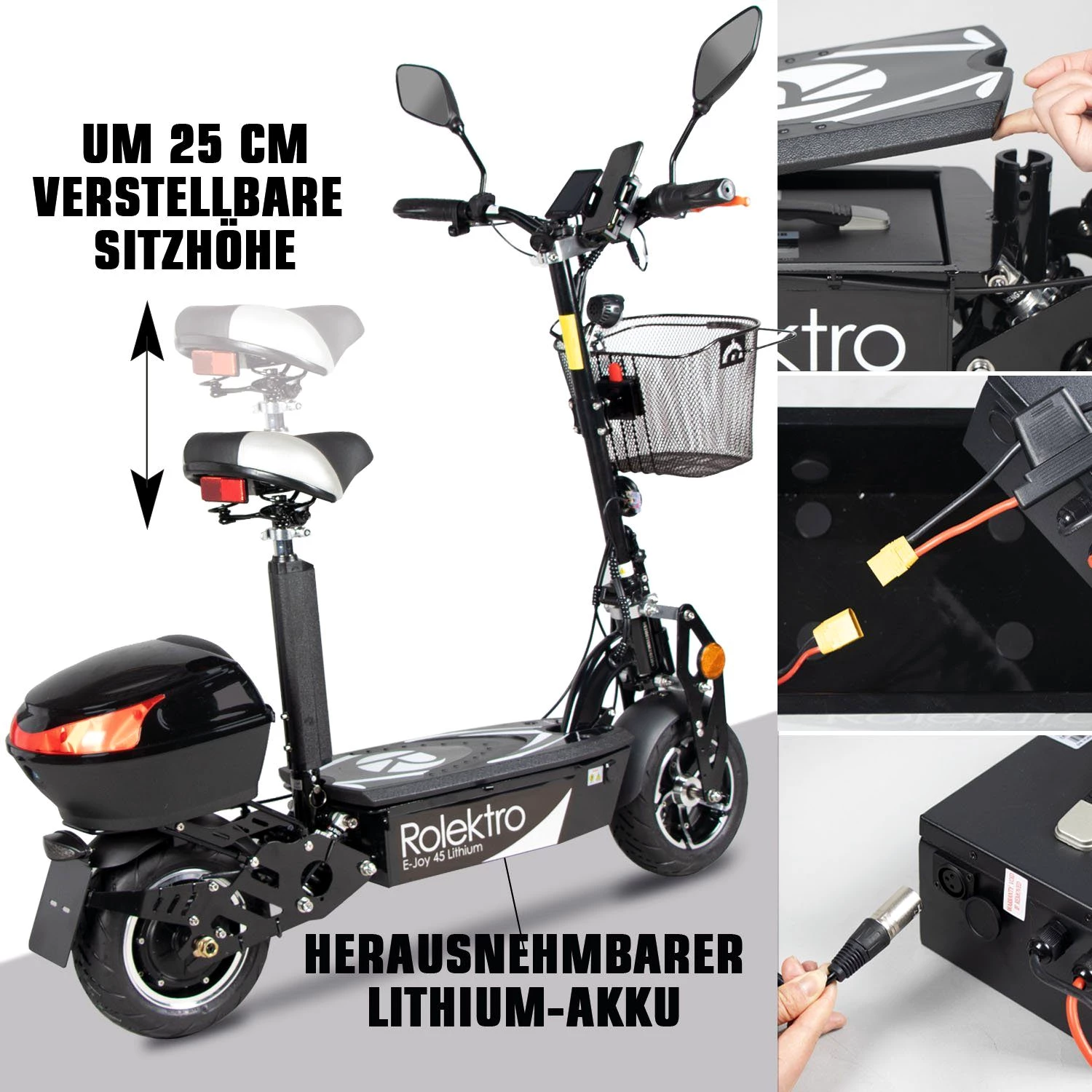 Rolektro E-Motorroller Rolektro E-Joy 45 Lithium, 1000 W, 45 km/h, bis zu 50 km Reichweite
