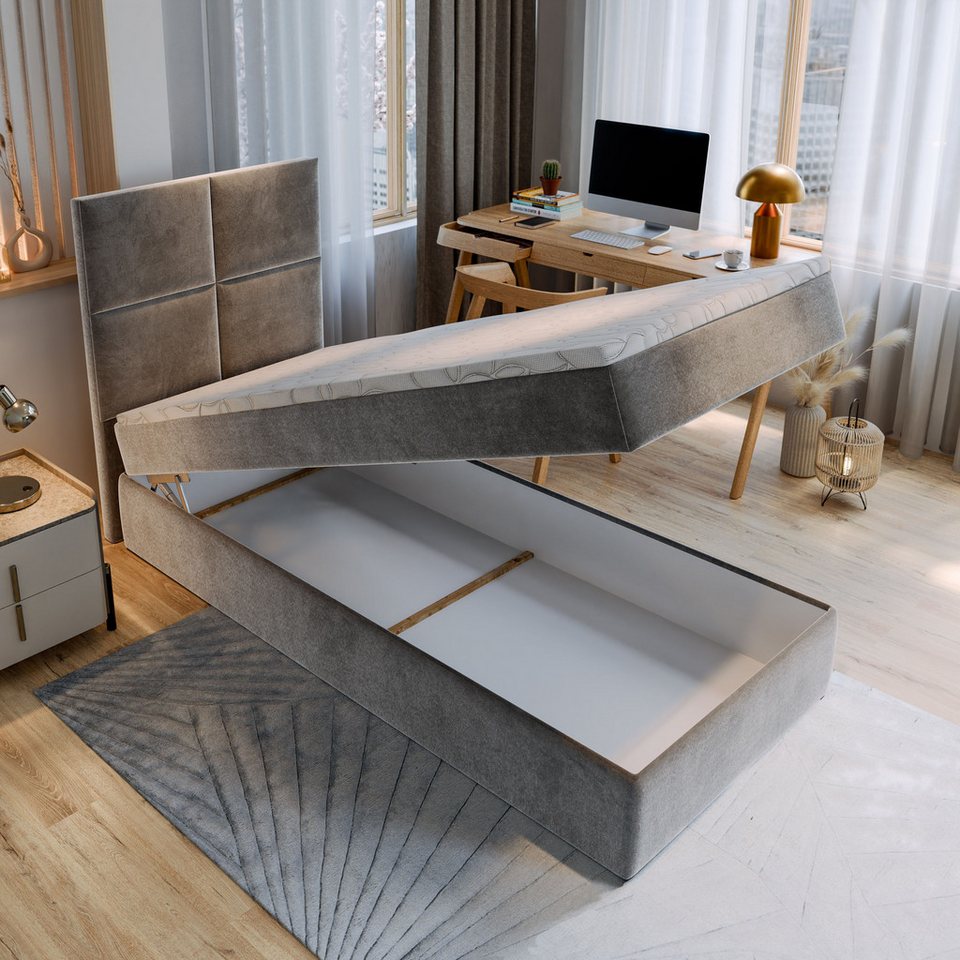 Masseno Boxbett LENA 80x200 cm mit Bonell Matratze und Topper