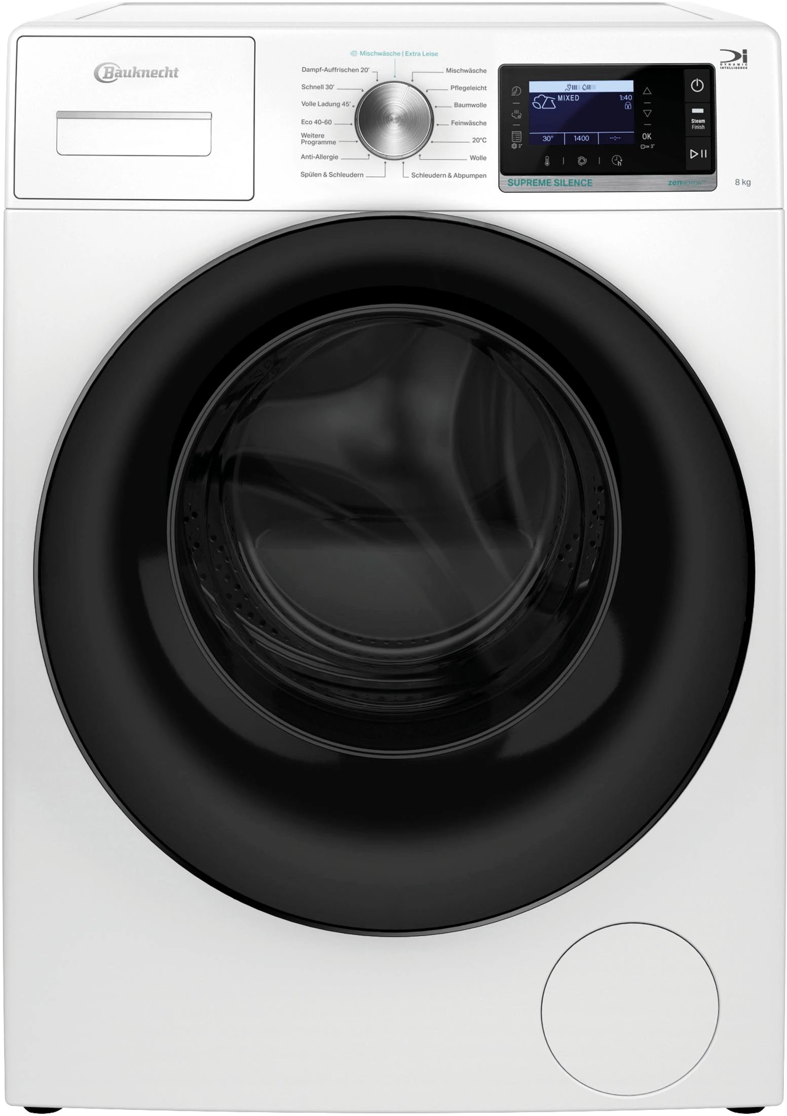 BAUKNECHT Waschmaschine B6R 88E SILENCE DE, 8 kg, 1400 U/min, Dampfprogramm, besonders leise