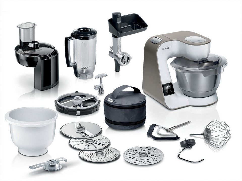 BOSCH Küchenmaschine Serie 4 MUM5XL74, integrierte Waage, Edelstahlschüssel, Mix