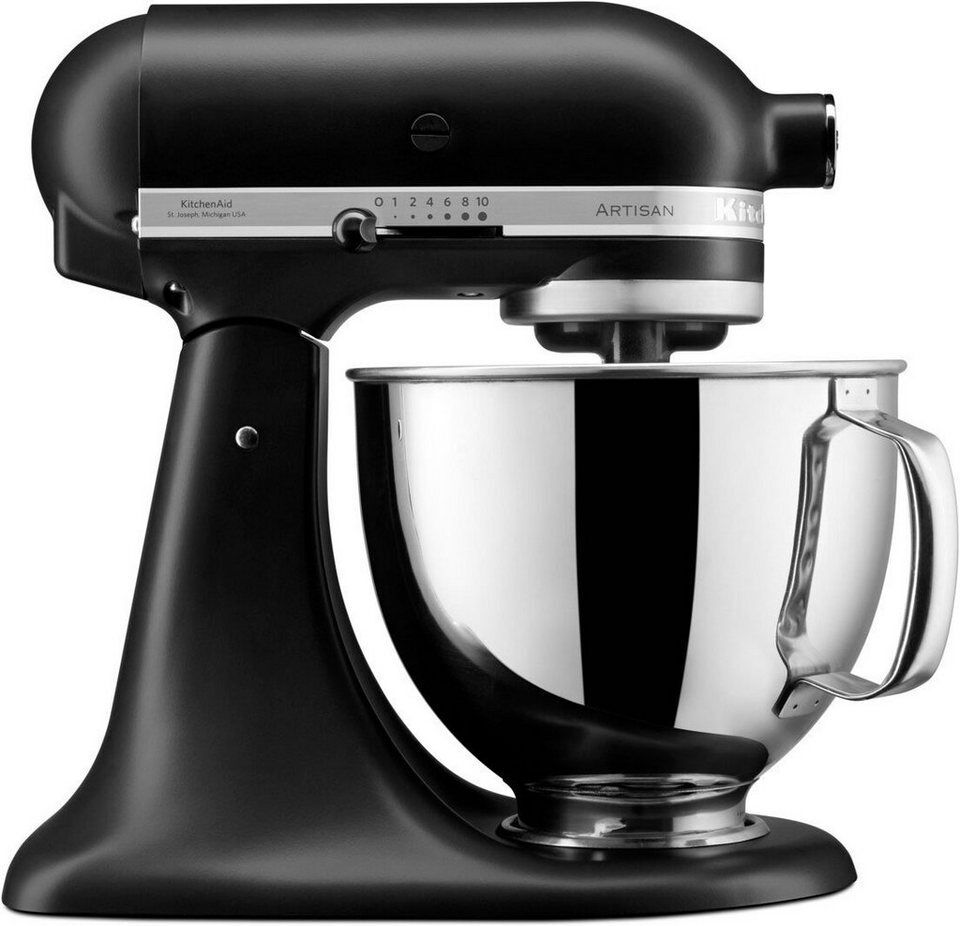 KitchenAid Küchenmaschine 5KSM125EBM SCHWARZ MATT, 300 W, 4,8 l Schüssel, Gratis
