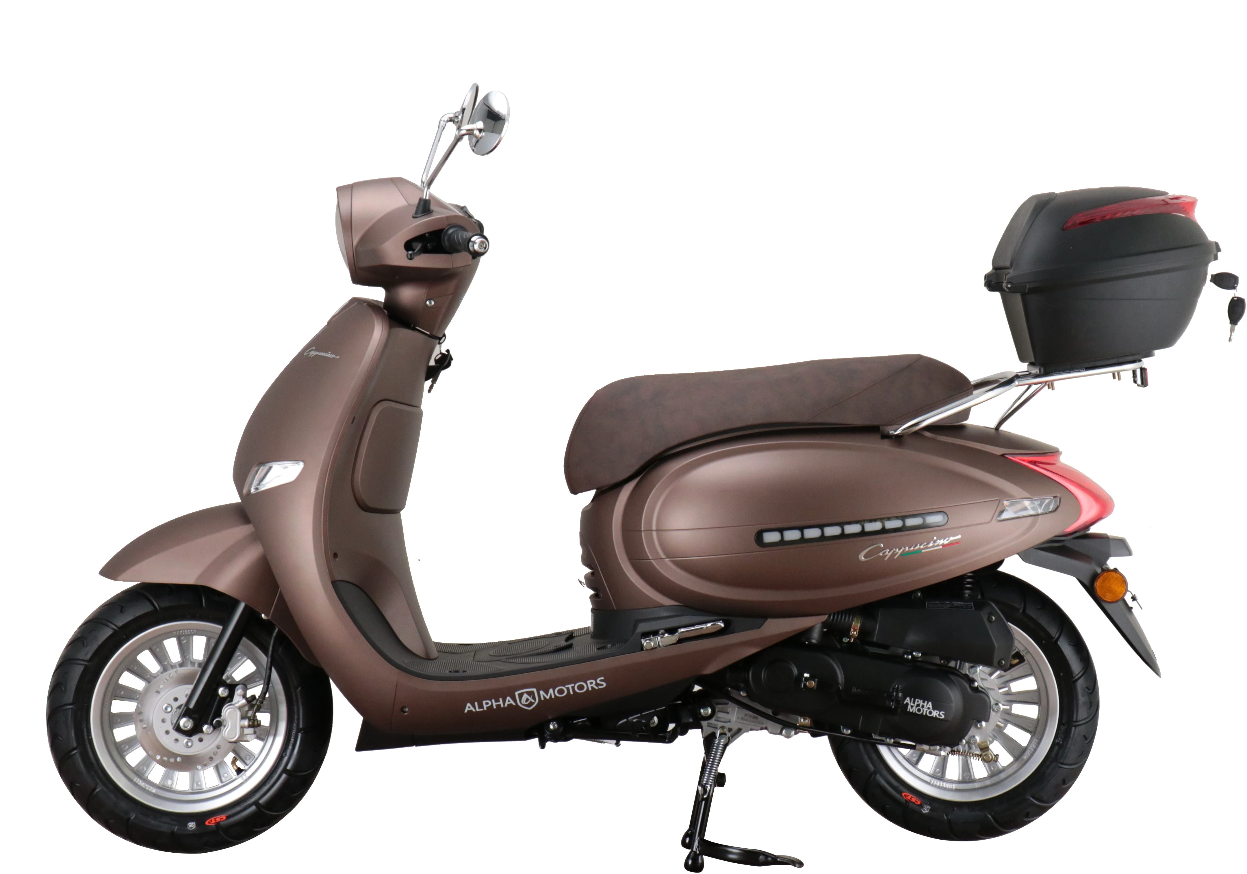 Alpha Motors Motorroller Cappucino 50 ccm 25 km/h EURO 5 mattbraun inkl. Topcase, 50 ccm, 25 km/h
