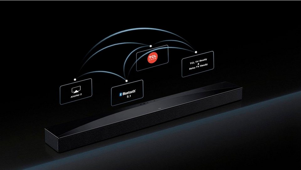 TCL Q75HE 5.1.2 Dolby Atmos und Ray Danz Soundbar 5.1.2 (Bluetooth, WLAN, 620 W,