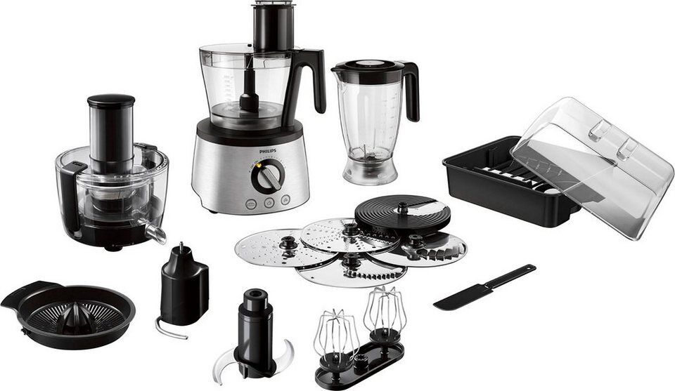 Philips Kompakt-Küchenmaschine HR7778/00, 1300 W, 2 l Schüssel, inkl. Knethaken,