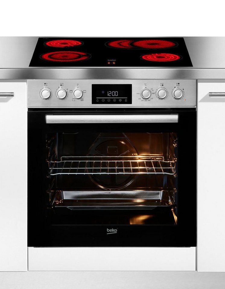 BEKO Elektro-Herd-Set BBUC1132T0X, Klassisches Herd-Set mit komfortabler Backofe