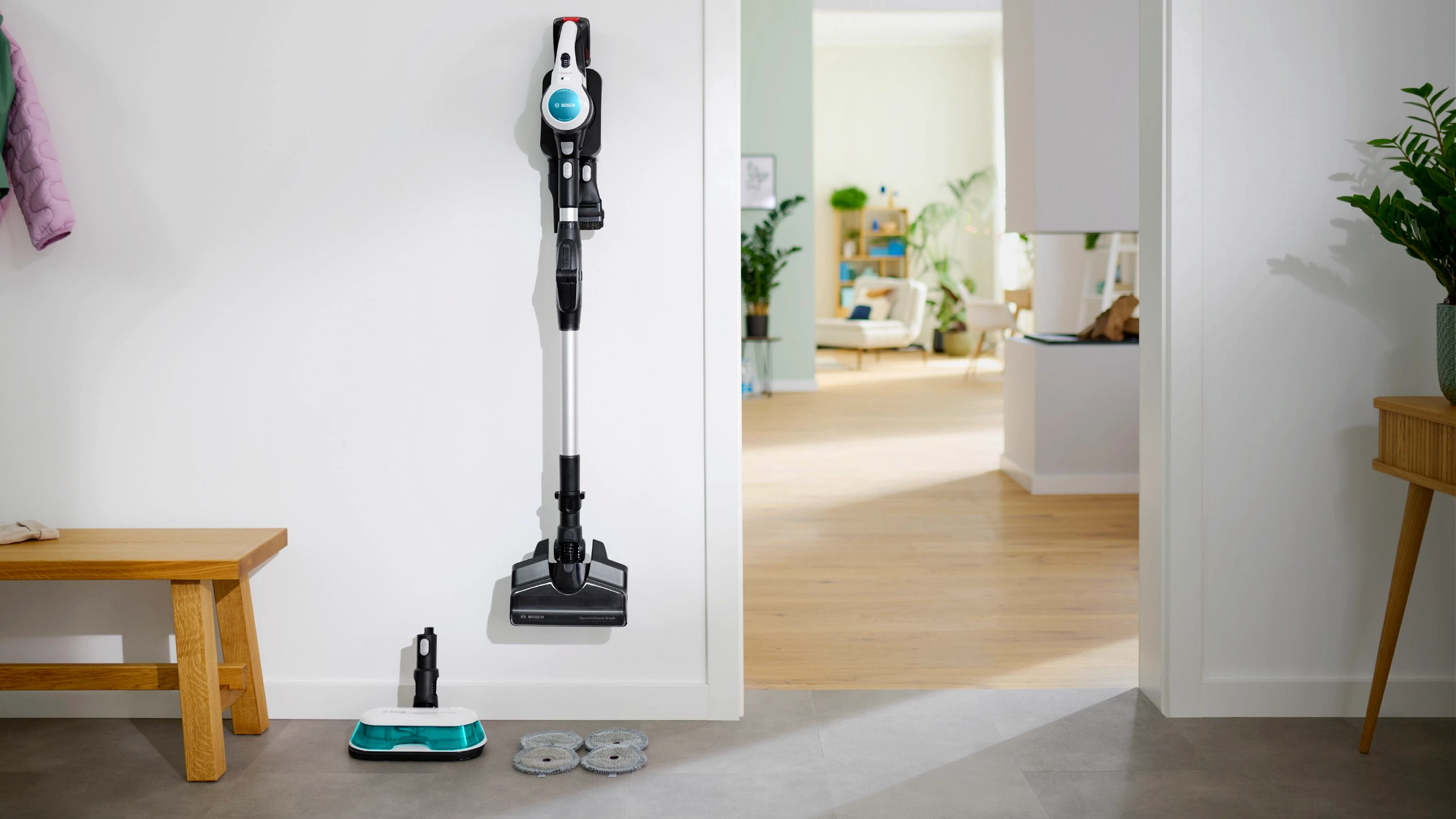 BOSCH Akku-Stielstaubsauger Unlimited 7 ProHygienic Aqua BKS71HYG1, 2in1 Saugen & Wischen