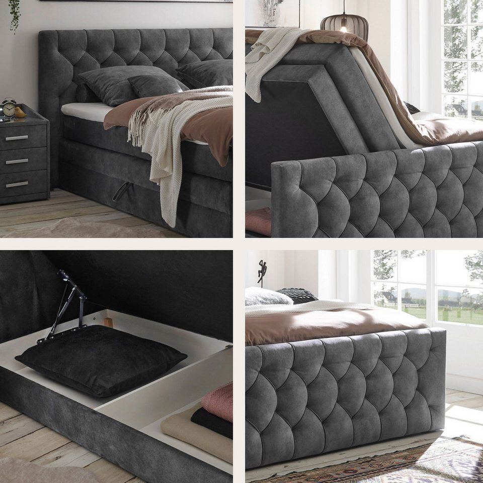 ED EXCITING DESIGN Boxspringbett "Cashfield", inkl. zwei Bettkästen & Topper, er