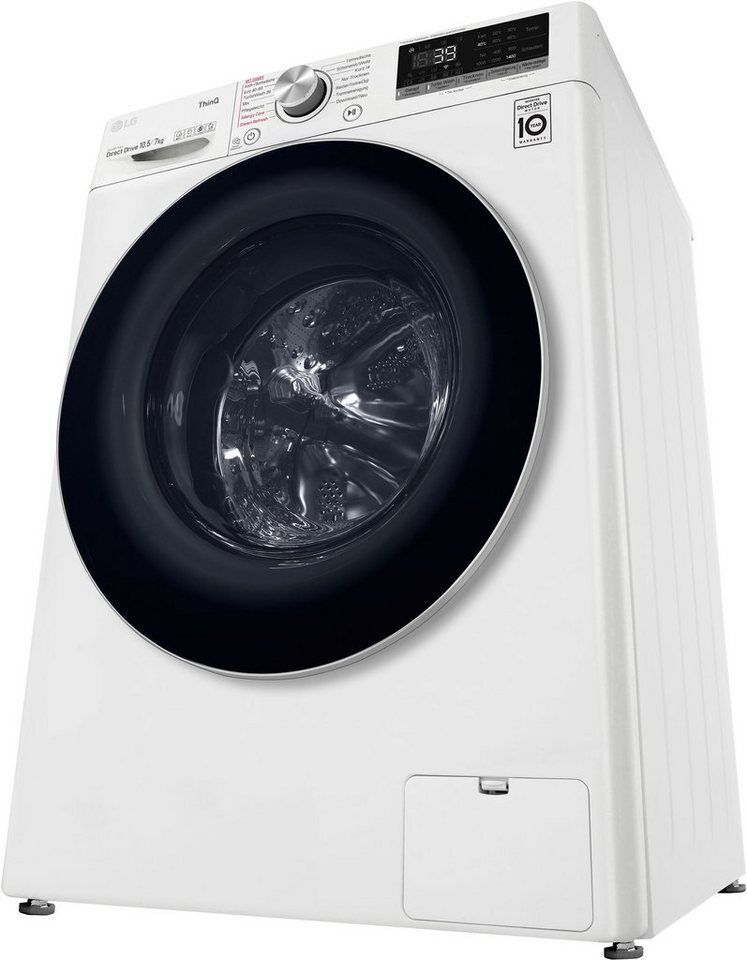 LG Waschtrockner V7WD107H2E, 10,5 kg, 7 kg, 1400 U/min, TurboWash® - Waschen in