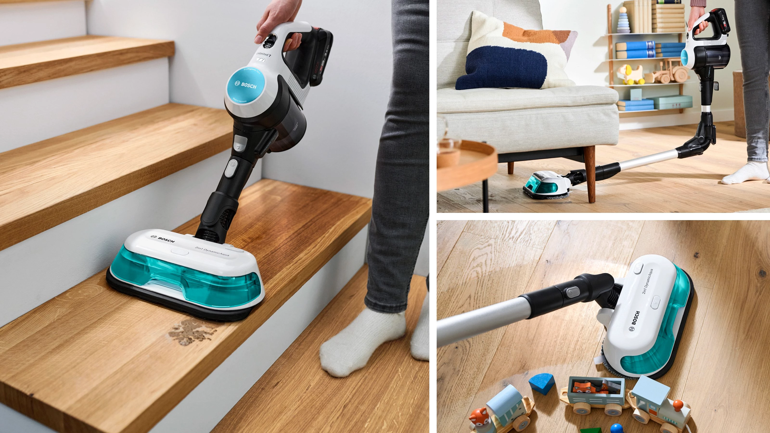BOSCH Akku-Stielstaubsauger Unlimited 7 ProHygienic Aqua BKS71HYG1, 2in1 Saugen & Wischen