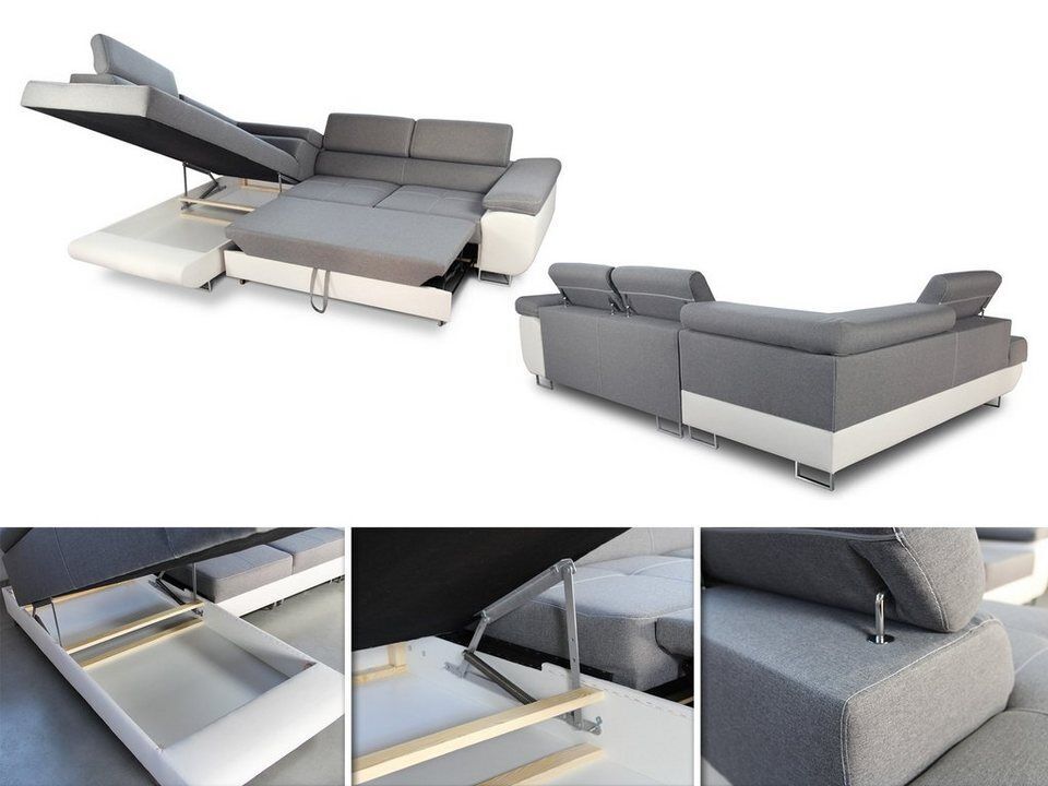 Sofnet Ecksofa Caris, mit Schlaffunktion und Bettkasten, Wohnlandschaft mit eins