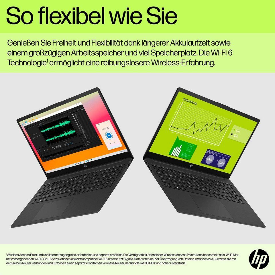 HP 15-fd0216ng Notebook (39,6 cm/15,6 Zoll, Intel Celeron N100, 128 GB SSD)