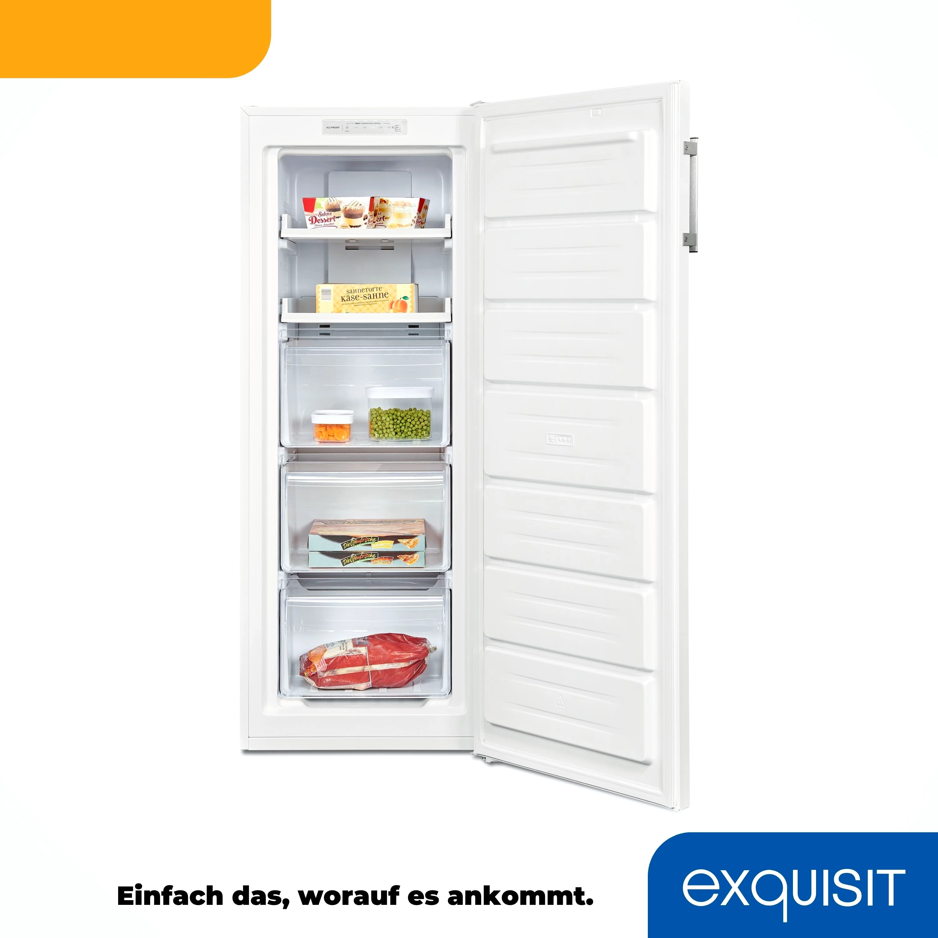 exquisit Gefrierschrank GS231-NF-H-040C weiss, 143 cm hoch, 54 cm breit, NoFrost