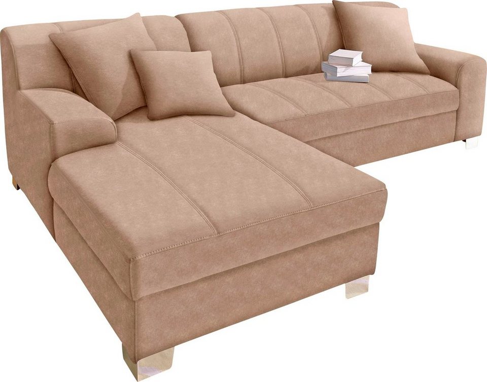 DOMO collection Ecksofa Turah incl. Zierkissen, moderne Steppung, auch in Leder,