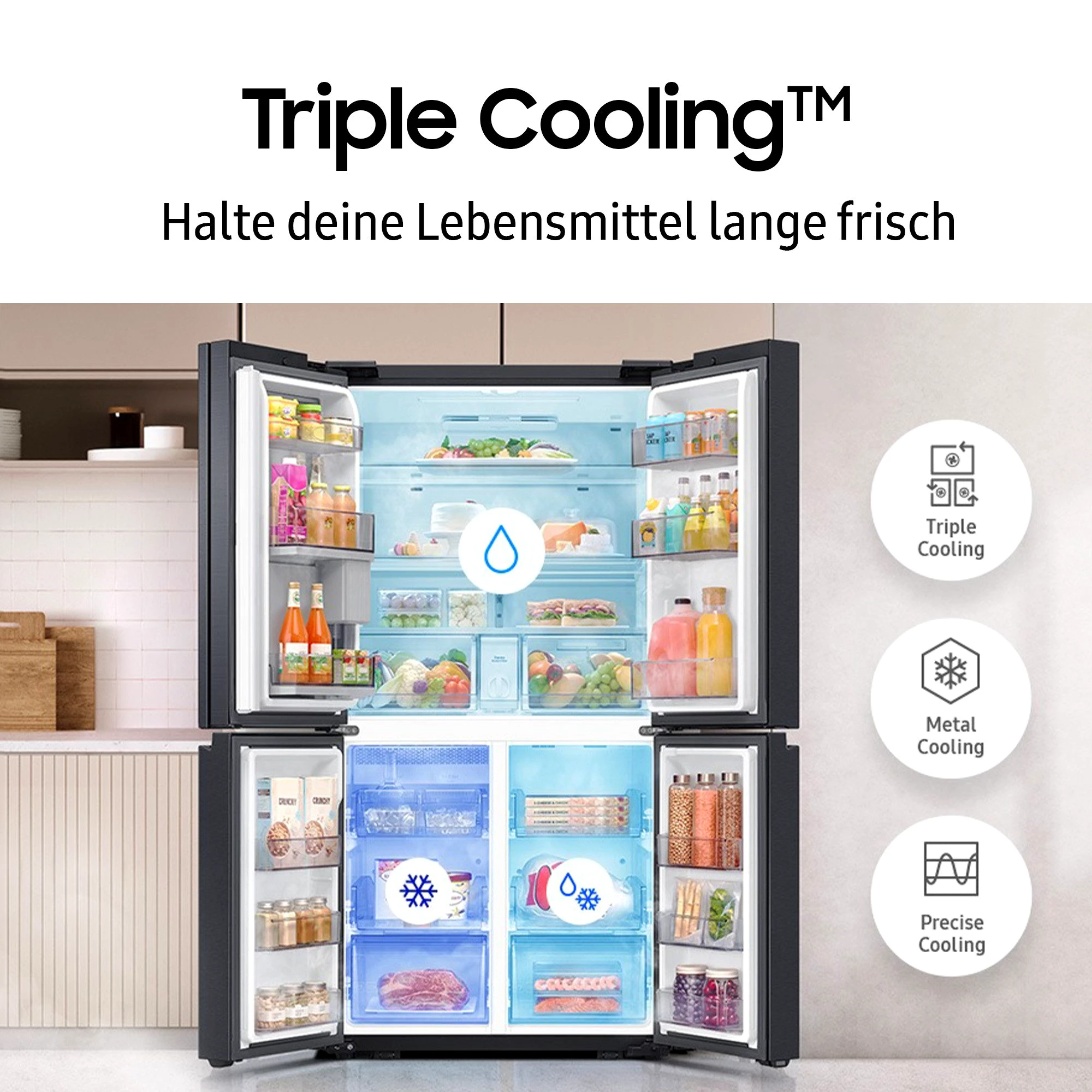 Samsung French Door RF65DG9H0EB1EF, 183 cm hoch, 91,2 cm breit