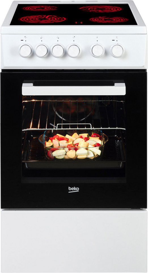 BEKO Elektro-Standherd FSS57000GW, Simple Steam Reinigungsfunktion, mit Kleinflä