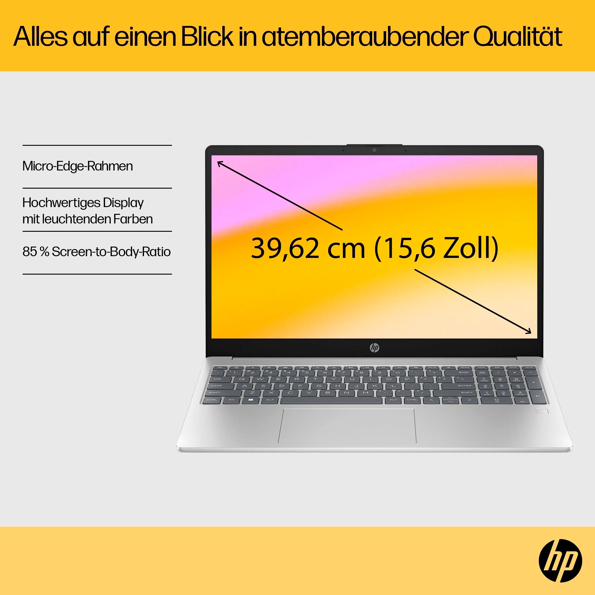 HP 15-fc0230ng Notebook (39,6 cm/15,6 Zoll, AMD Ryzen 3 7320U, Radeon Graphics, 512 GB SSD)
