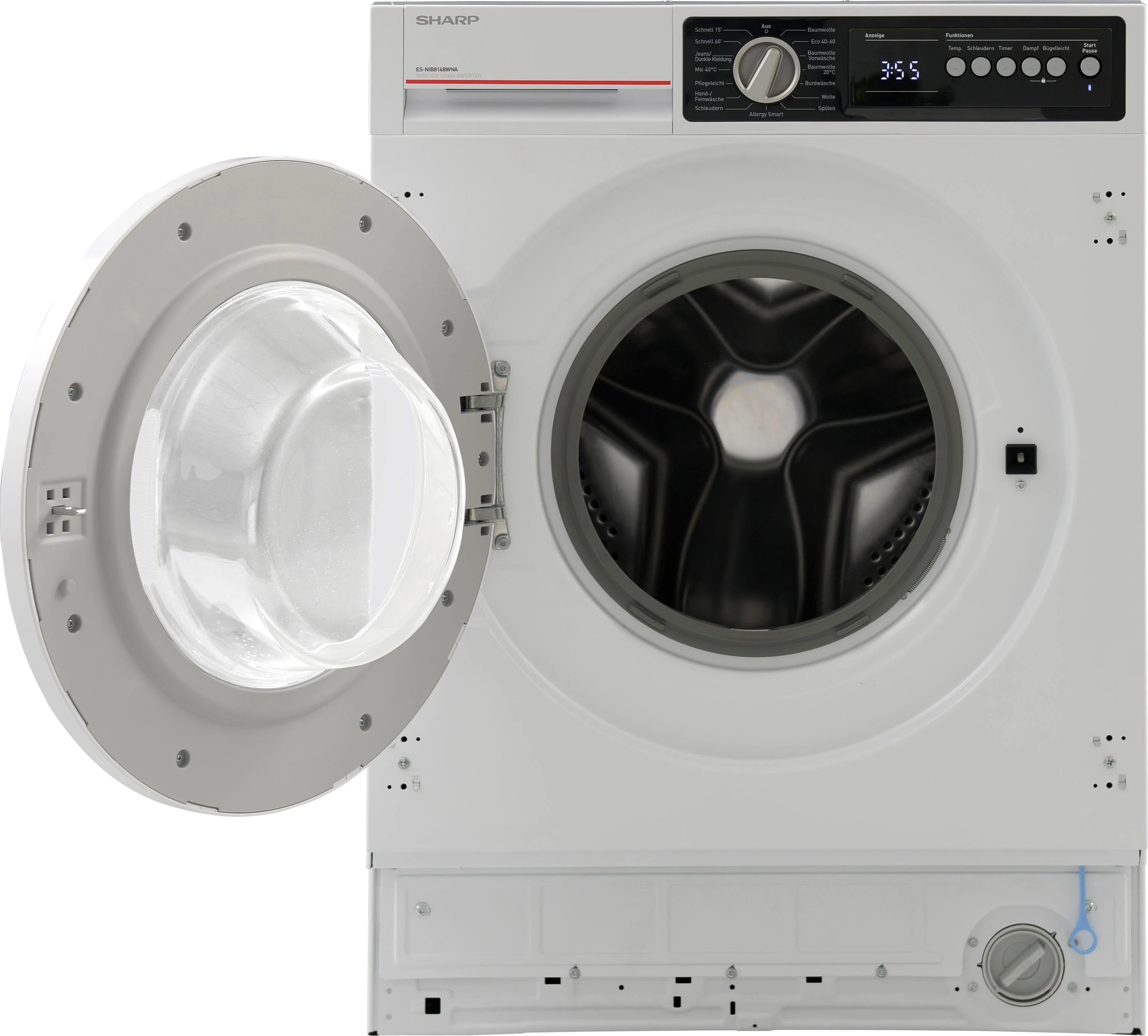 Sharp Einbauwaschmaschine ES-NIB814BWNA-DE, 8 kg, 1400 U/min