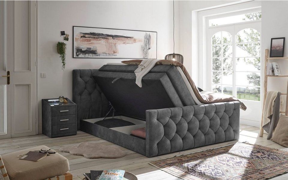 ED EXCITING DESIGN Boxspringbett "Cashfield", inkl. zwei Bettkästen & Topper, er