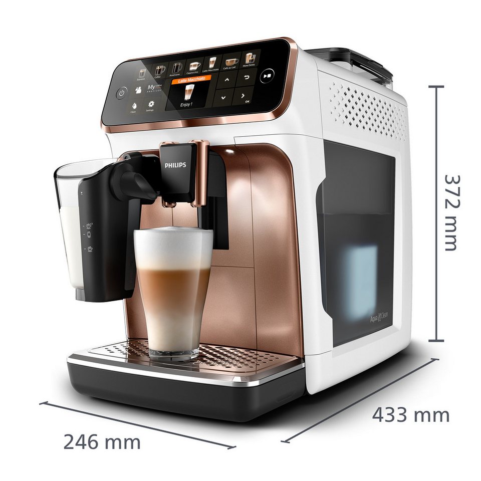 Philips Kaffeevollautomat 5400 Series EP5443/70 LatteGo, 12 Kaffeespezialitäten