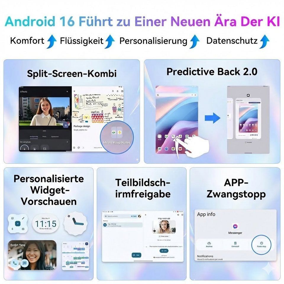TABWEE T80 Android 16 (OTA-Update) WLAN 10-Zoll-Tablet mit 64/128 GB Tablet (10.