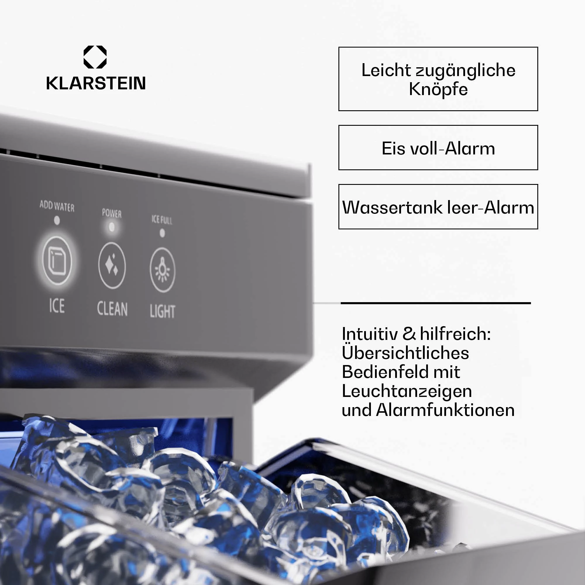Klarstein Eiswürfelmaschine Ice Galet, Elektrischer Eiswürfelbereiter Eismachinen Wassertank 2