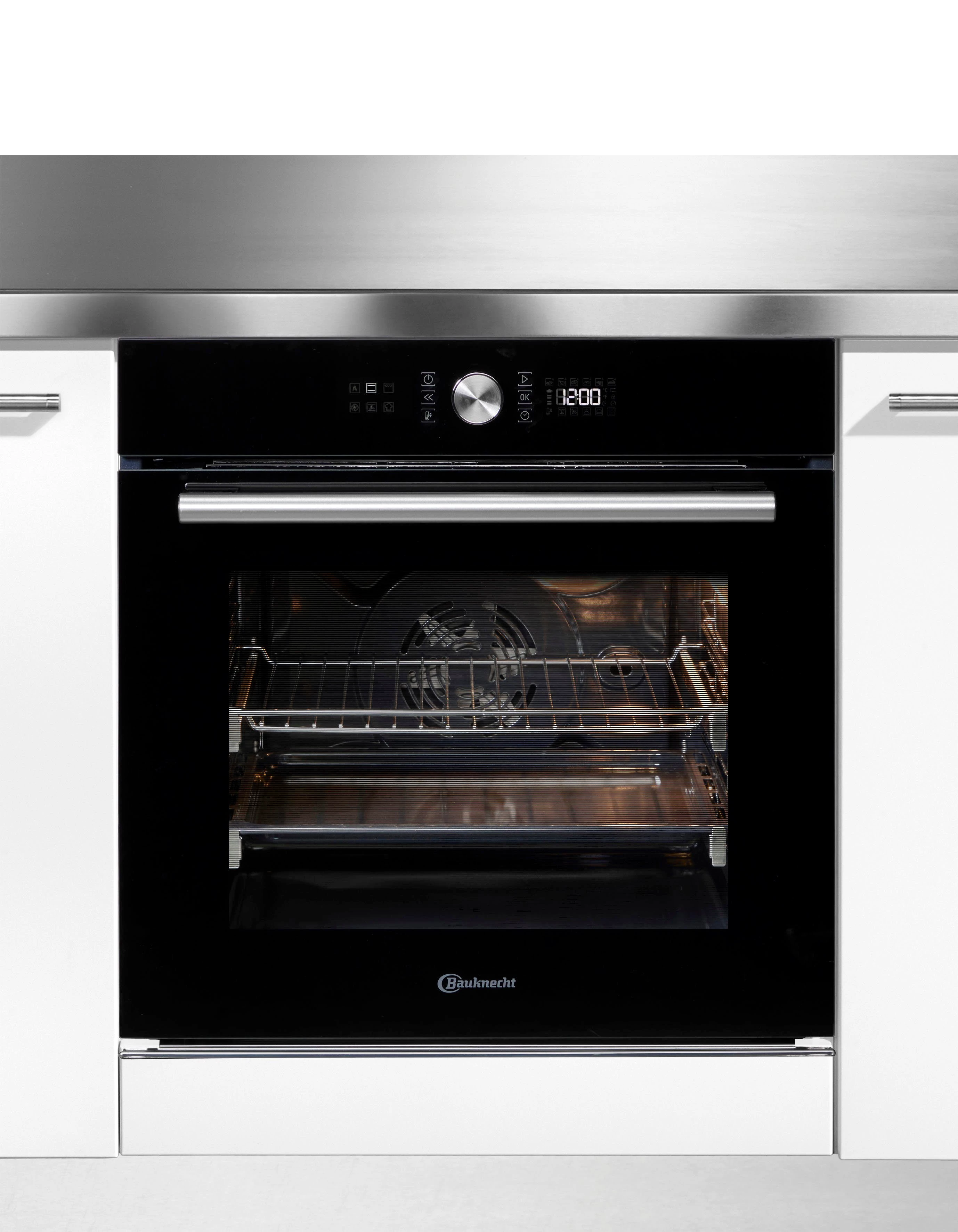 BAUKNECHT Backofen-Set BAKO 4 PF16 BLACK, mit 2-fach-Teleskopauszug, Pyrolyse-Selbstreinigung