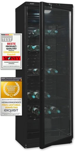exquisit Getränkekühlschrank GKS350-1-GT-280D schwarz, 173 cm hoch, 60 cm breit, 320 L Volumen
