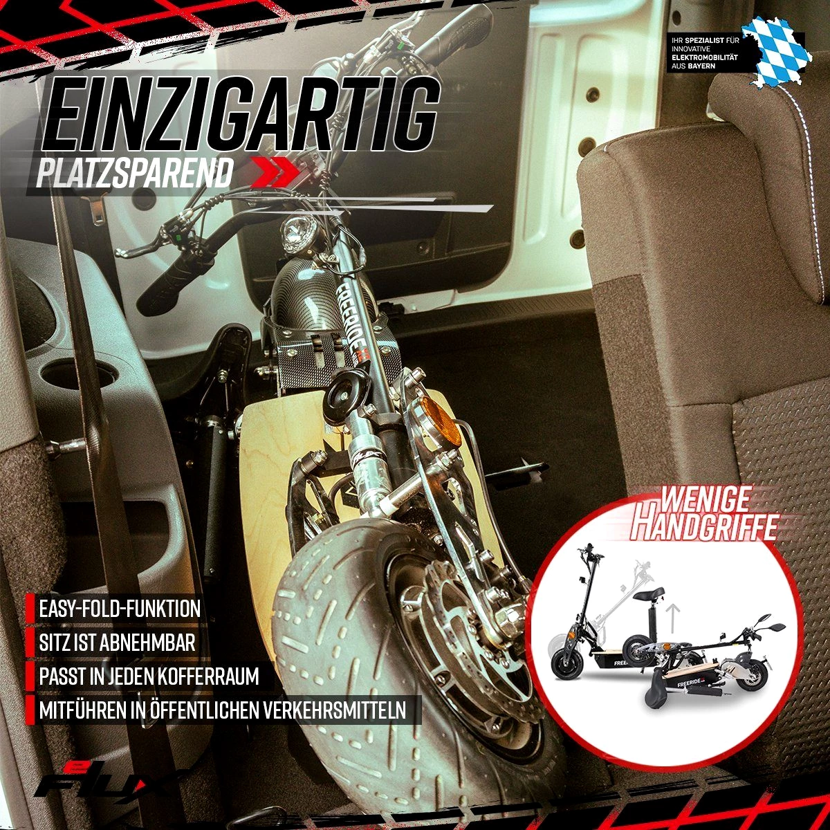 eFlux E-Scooter Freeride X2 Elektro Roller mit Straßenzulassung klappbar, 2500,00 W, 45,00 km/h